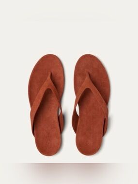 Loro Piana Suede Ida Thong Sandals in Deep Tangerine